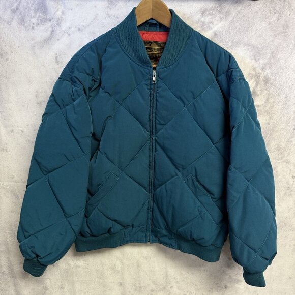 Vintage Eddie Bauer Goose Down Jacket Mens M Bomber Diamond Quilted 24x24 - Picture 1 of 16